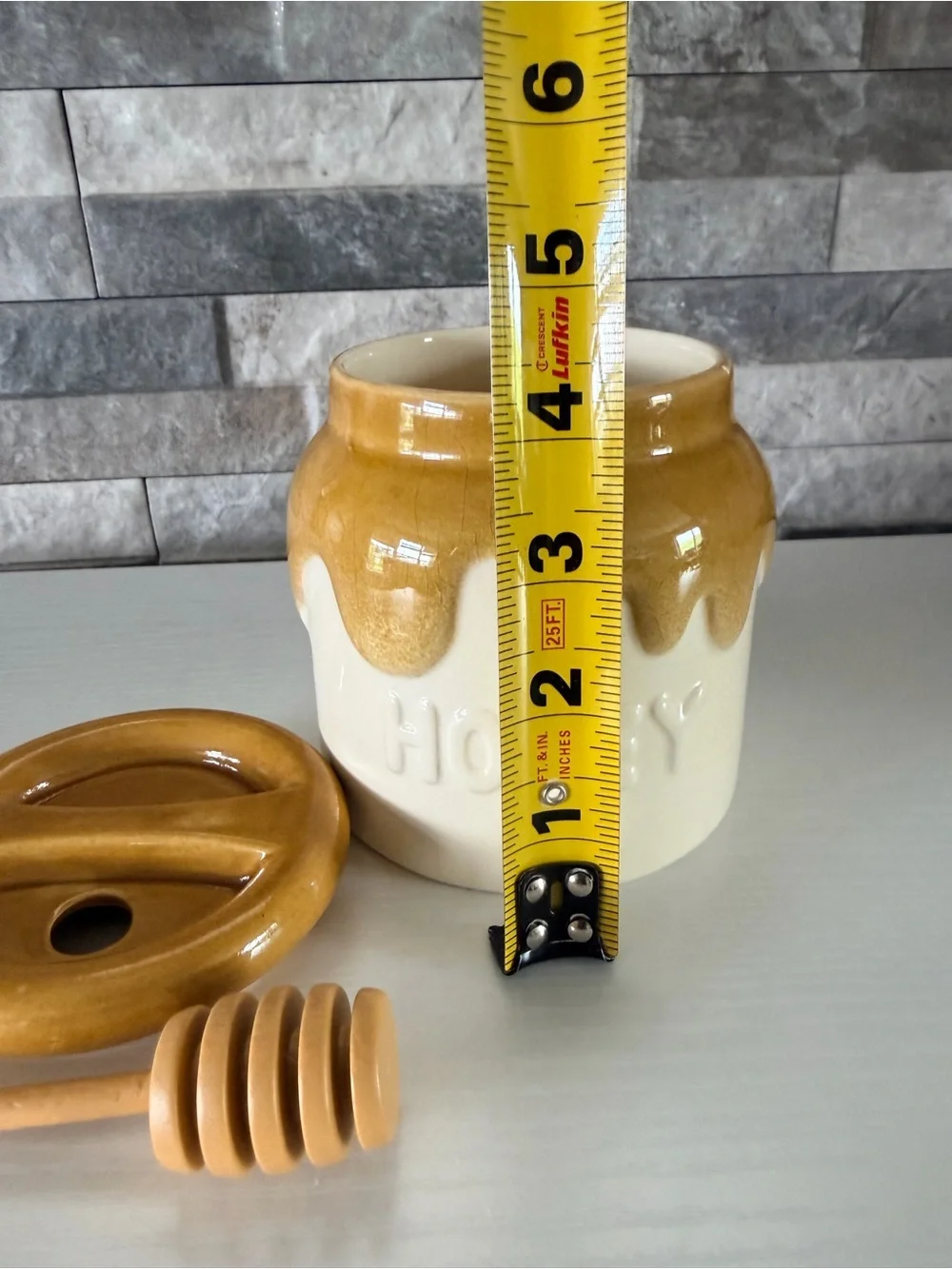 Vtg 1982 Teleflora Ceramic Honey Pot Jar With Lid & Dipper Handmade in Portugal